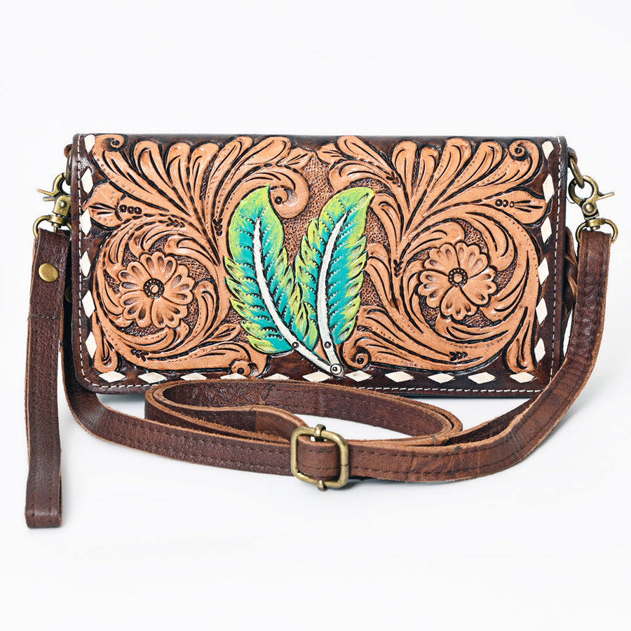 American Darling Organiser Bag, Hand Painted Western Leather, Vegetable Tanned Full Grain, 4in (H) X 8in (W) X 1.5in (D)