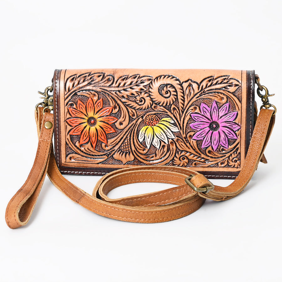 American Darling Organiser Bag, Hand Painted Western Leather, Vegetable Tanned Full Grain, 4in (H) X 8in (W) X 1.5in (D)