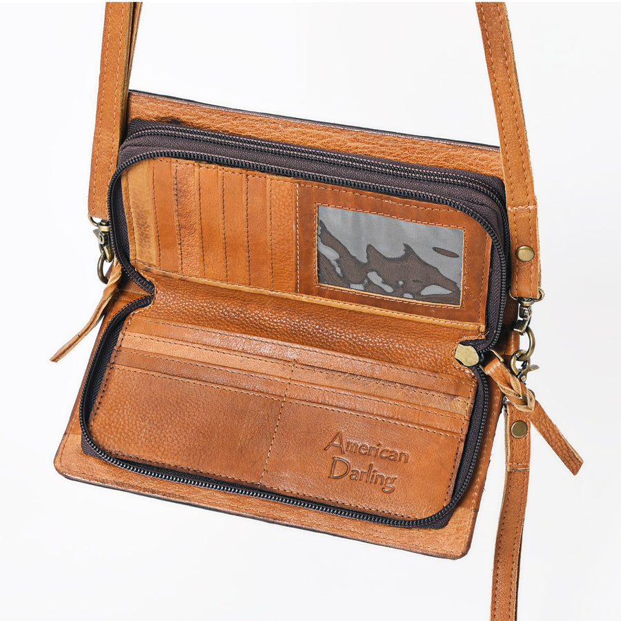 American Darling Organiser Bag, Hand Painted Western Leather, Vegetable Tanned Full Grain, 4in (H) X 8in (W) X 1.5in (D)