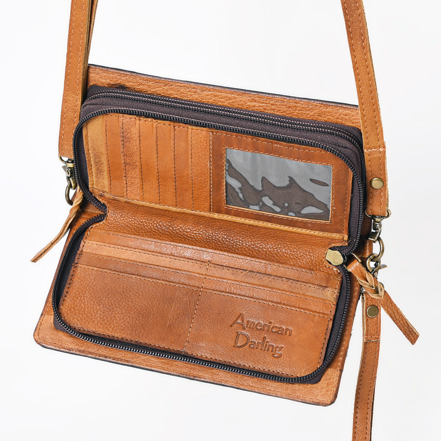 American Darling Organiser Bag, Hand Painted Western Leather, Vegetable Tanned Full Grain, 4in (H) X 8in (W) X 1.5in (D)