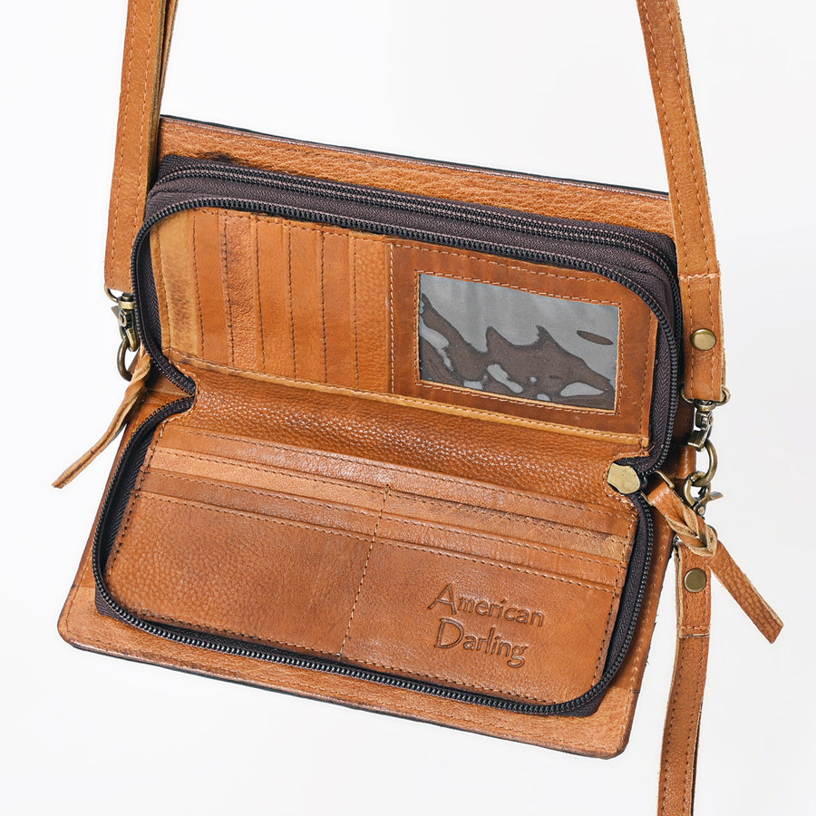 American Darling Organiser Bag, Hand Painted Western Leather, Vegetable Tanned Full Grain, 4in (H) X 8in (W) X 1.5in (D)