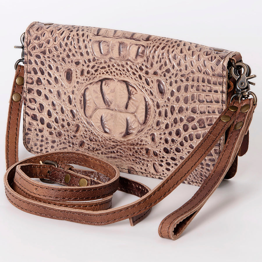 American Darling Crocodile Embossed Leather Organiser Bag - Uhorse
