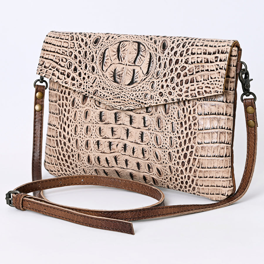 American Darling Envelope Crocodile Embossed Hair on Genuine Leather Western Women Bag Handbag Purse | for Cute - Uhorse