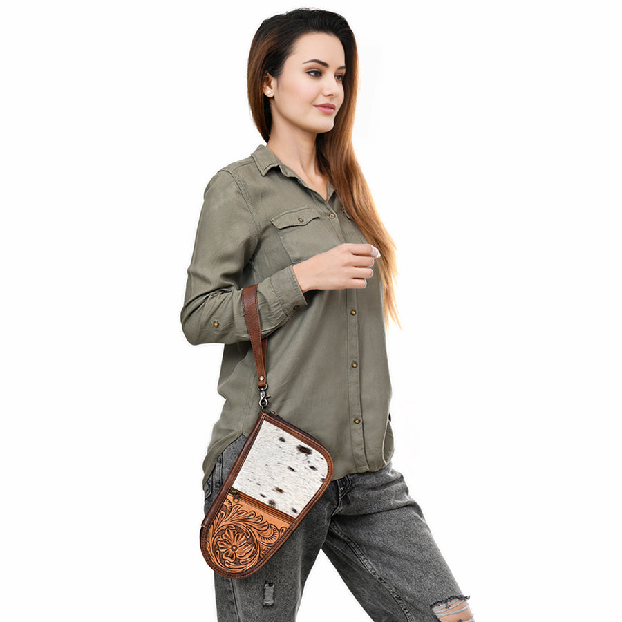 American Darling Gun Case Hair on Hand Tooled Genuine Leather Western Cases | Women Shotgun for Handguns