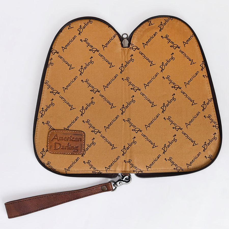 American Darling Gun Case Hair on Hand Tooled Genuine Leather Western Cases | Women Shotgun for Handguns