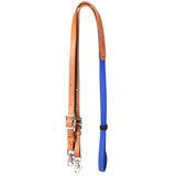 8 Ft Hilason H. W. Leather Rubber Grip Barrel Roper Reins Tan / Blue – by Hilason – Cowboy and equestrian accessories