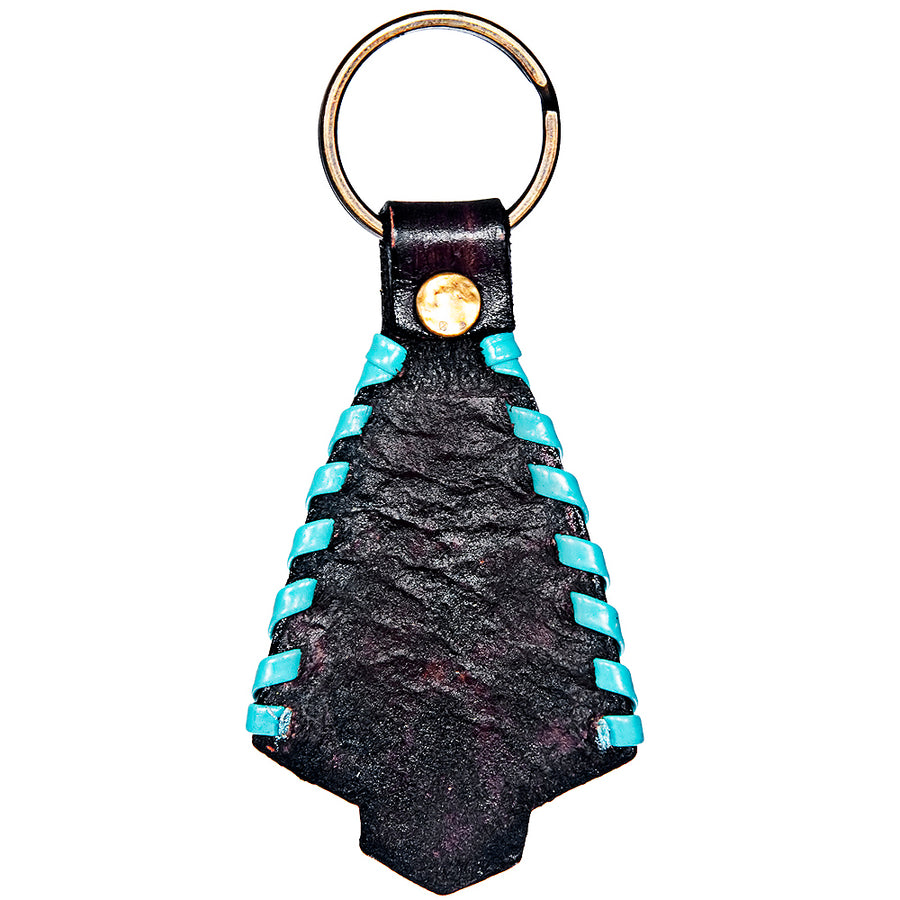 Hand Tooled Leather Key Chain Ring Handcraft Handmade Hilason