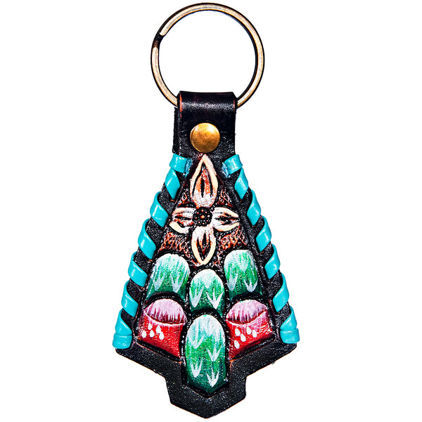 Hand Tooled Leather Key Chain Ring Handcraft Handmade Hilason - Uhorse