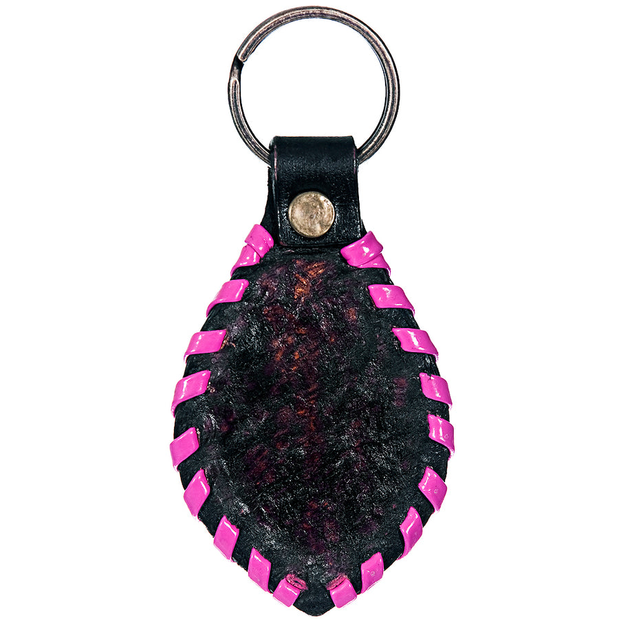 Hand Tooled Leather Key Chain Ring Handcraft Handmade Hilason