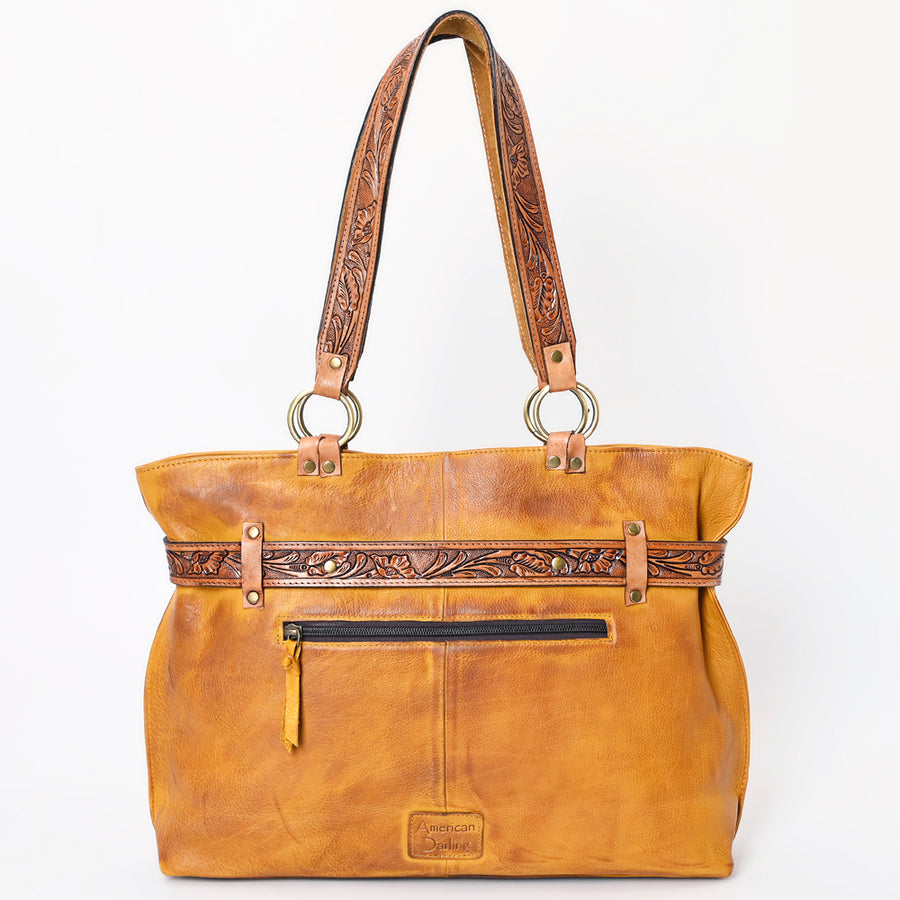 American Darling Tote Bag Western Hand Tooled Floral Carved Genuine Leather Handcrafted Bag with Tassels and YKK Zipper