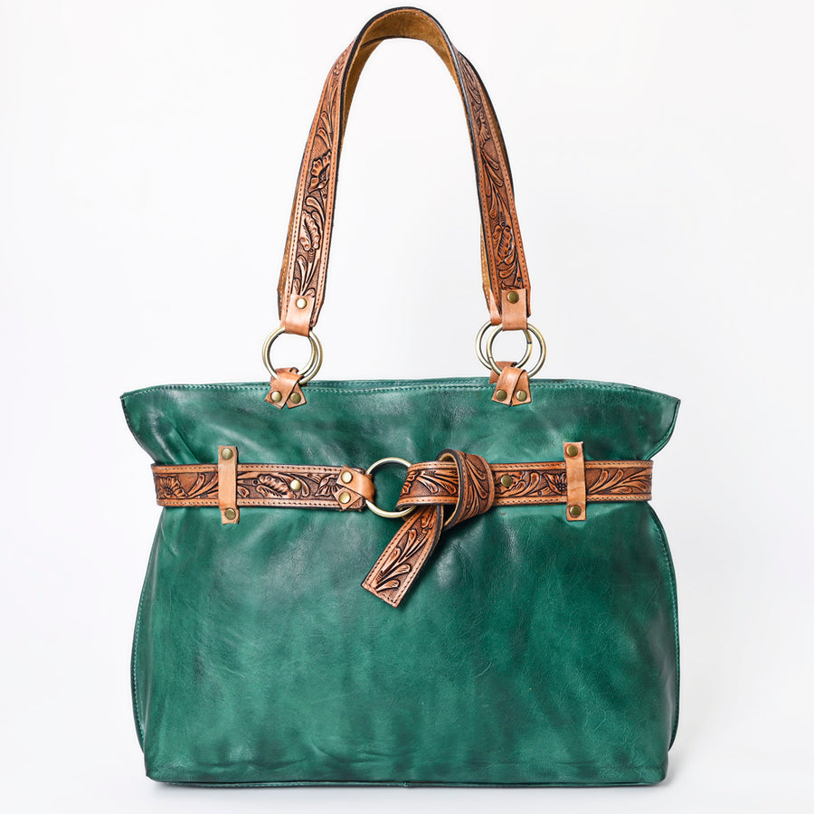 American Darling Tote Bag Western Hand Tooled Floral Carved Genuine Leather Handcrafted Bag with Tassels and YKK Zipper