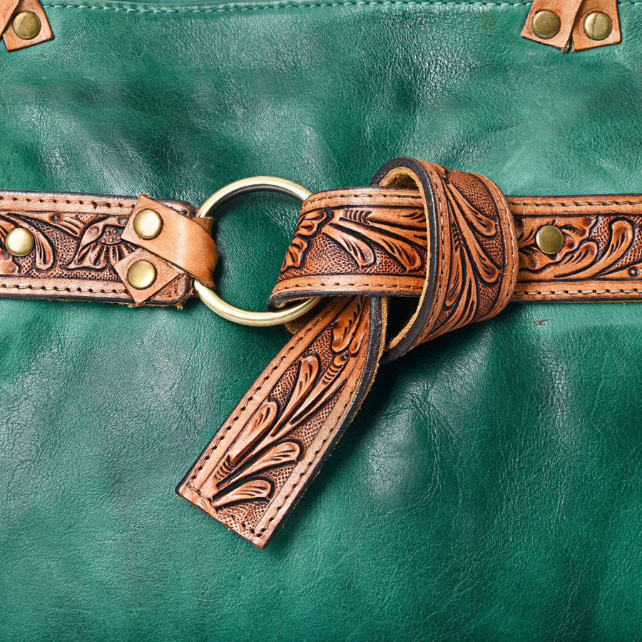 American Darling Tote Bag Western Hand Tooled Floral Carved Genuine Leather Handcrafted Bag with Tassels and YKK Zipper