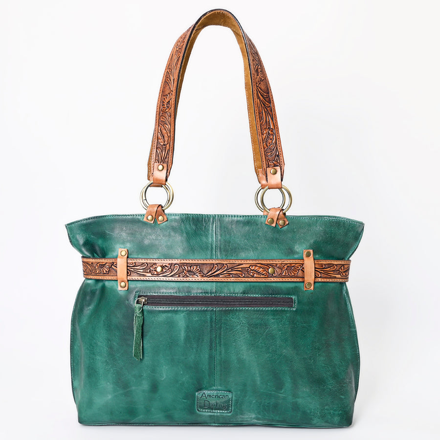 American Darling Tote Bag Western Hand Tooled Floral Carved Genuine Leather Handcrafted Bag with Tassels and YKK Zipper