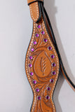 Hilason Western Horse Hand Tooled Genuine Leather Headstall Tan