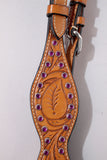 Hilason Western Horse Hand Tooled Genuine Leather Headstall Tan