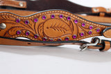 Hilason Western Horse Hand Tooled Genuine Leather Headstall Tan