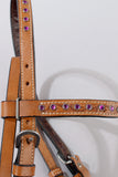 Hilason Western Horse Hand Tooled Genuine Leather Headstall Tan