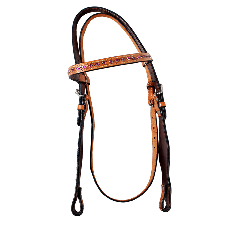 Hilason Western Horse Hand Tooled Genuine Leather Headstall Tan - Uhorse
