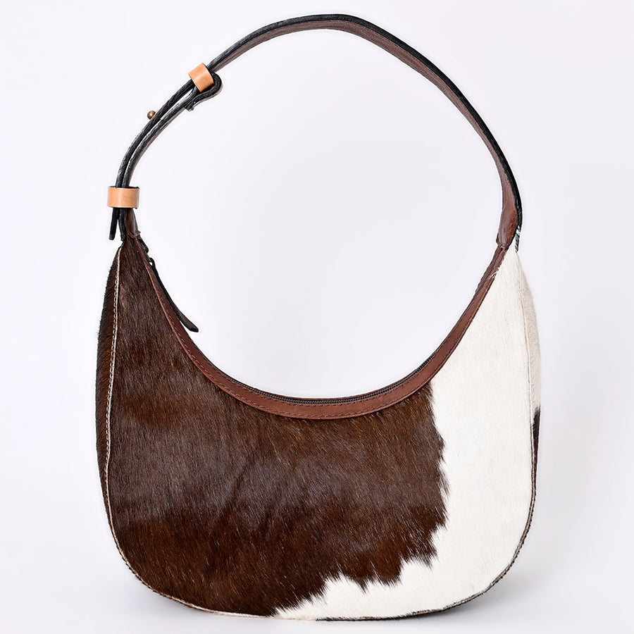 American Darling Hair-On Cowhide Hobo Bag, Genuine Leather Western Shoulder Bag with Tooled Strap and Spacious Interior