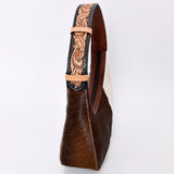 American Darling Hair-On Cowhide Hobo Bag, Genuine Leather Western Shoulder Bag with Tooled Strap and Spacious Interior