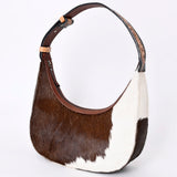 western hair on cowhide leather hobo bag with tooled strap by american darling