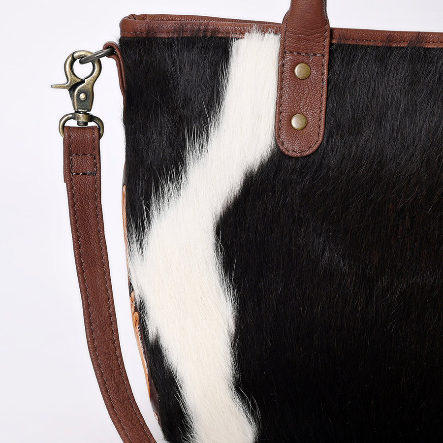 American Darling Western Leather Tote Bag with Hair-On Cowhide, Genuine Leather, Everyday Carry Tote, Handmade Premium Quality
