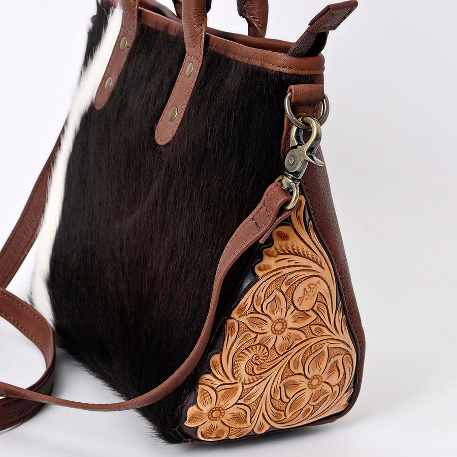 American Darling Western Leather Tote Bag with Hair-On Cowhide, Genuine Leather, Everyday Carry Tote, Handmade Premium Quality