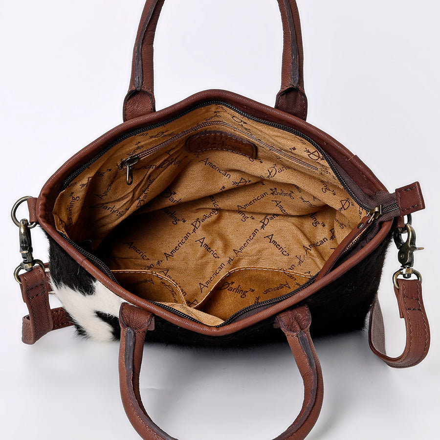 American Darling Western Leather Tote Bag with Hair-On Cowhide, Genuine Leather, Everyday Carry Tote, Handmade Premium Quality