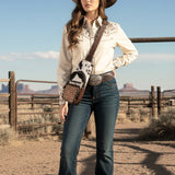 American Darling Sling Hand Tooled Hair-On Genuine Leather women bag