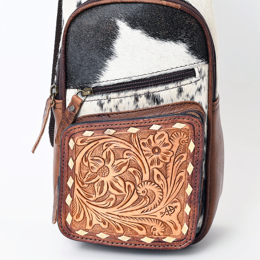 American Darling Western Crossbody Bag – Hair-On Cowhide, Genuine Leather, Hand-Tooled Floral, Adjustable Strap, Everyday Carry