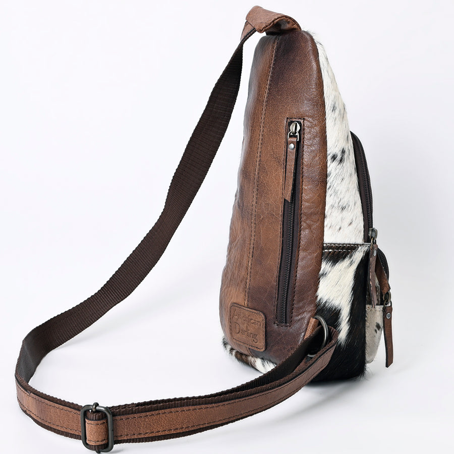 American Darling Western Crossbody Bag – Hair-On Cowhide, Genuine Leather, Hand-Tooled Floral, Adjustable Strap, Everyday Carry