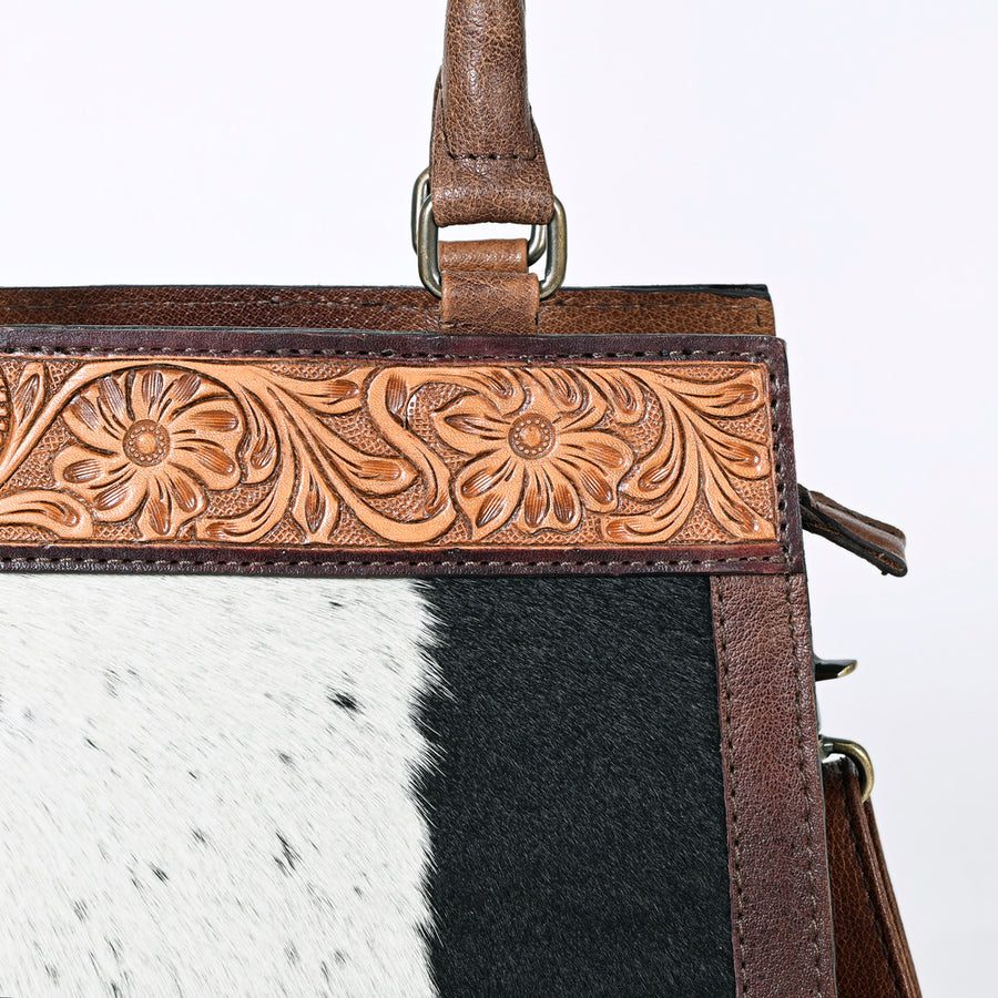 American Darling Western Tote Bag with Hair-On Cowhide, Hand-Tooled Floral Leather, Premium Craftsmanship & Everyday Carry Design