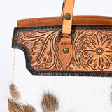 American Darling Western Tote Bag – Genuine Leather Hair-On Cowhide with Hand-Tooled Floral Detailing – Premium Designer