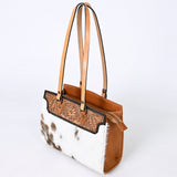 American Darling Western Tote Bag – Genuine Leather Hair-On Cowhide with Hand-Tooled Floral Detailing – Premium Designer