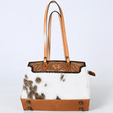 American Darling Western Tote Bag – Genuine Leather Hair-On Cowhide with Hand-Tooled Floral Detailing – Premium Designer
