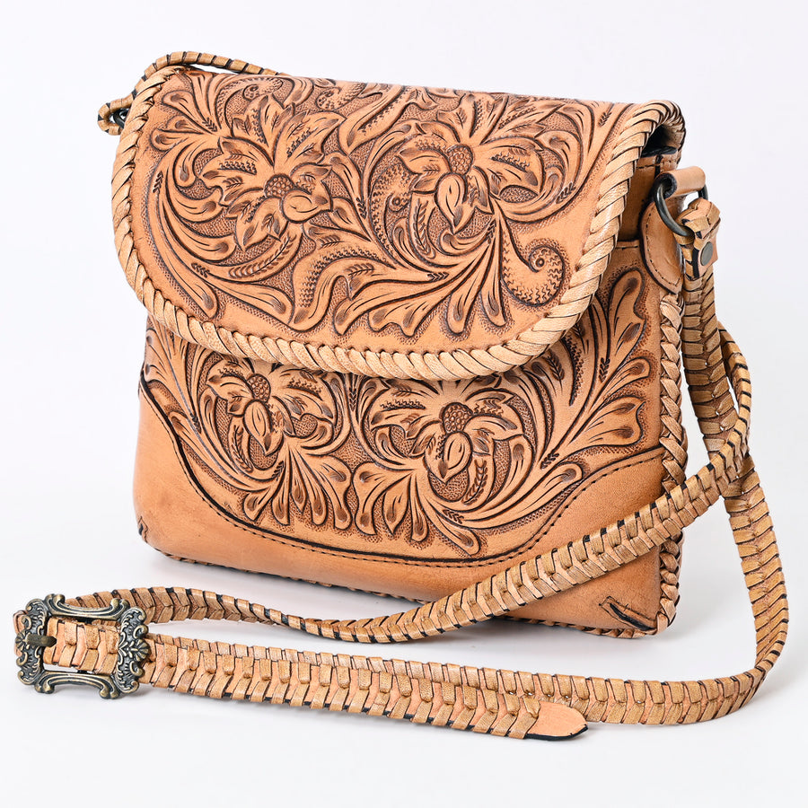 American Darling Handcrafted Leather Western Crossbody Bag - Hand-Tooled Floral Carving with Genuine Leather - Hilason