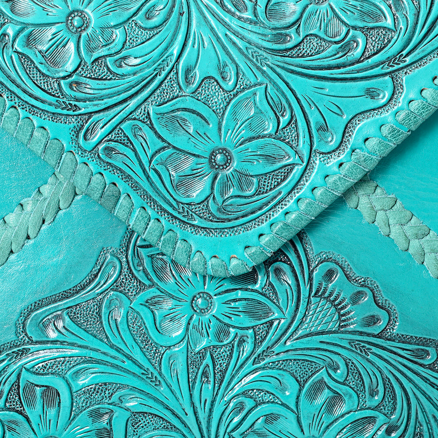 American Darling Hand-Tooled Genuine Leather Envelope Bag – Floral Carved Western Crossbody with Strap for Everyday Carry