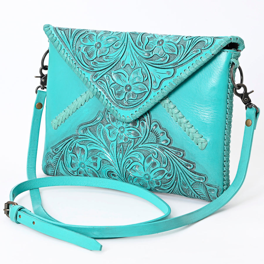 Purple leather tooled shoulder bag with pink accents - Uhorse