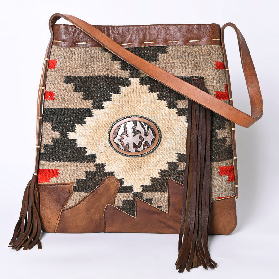 American Darling Saddle Blanket Cowhide Crossbody Bag – Genuine Leather Fringe Western Purse with Strap for Everyday, Travel, and Hands-Free Carry