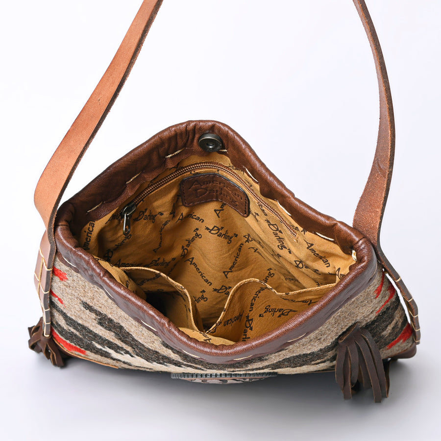 American Darling Saddle Blanket Cowhide Crossbody Bag – Genuine Leather Fringe Western Purse with Strap for Everyday, Travel, and Hands-Free Carry