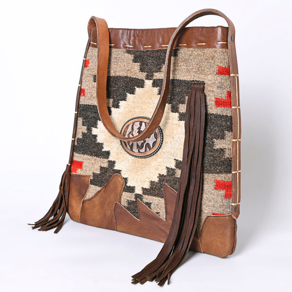 American Darling Saddle Blanket Cowhide Western Crossbody Bag - Genuine Leather Fringe Artisan Purse - Uhorse