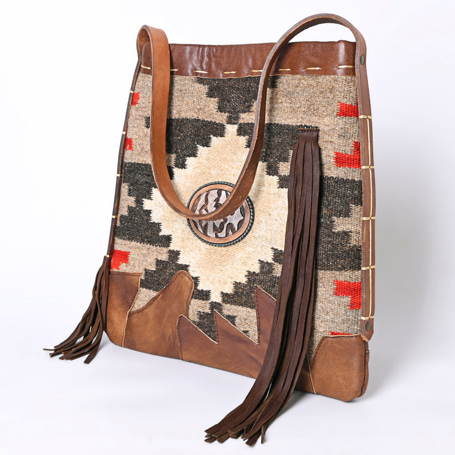 American Darling Saddle Blanket Cowhide Western Crossbody Bag - Genuine Leather Fringe Artisan Purse - Uhorse