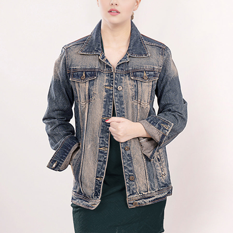 American Darling Genuine leather Hand tooled carved Women 100% cotton Denim jacket dress ladies girl | Shirt for