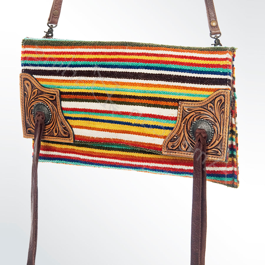 American Darling Handcrafted Hand Tooled Leather Saddle Blanket Cross body Bag - Uhorse