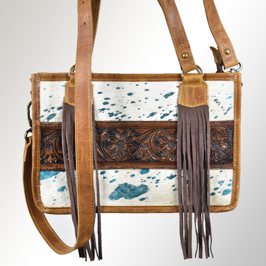 American Darling ADBG368ACTRQ Tote Hand Tooled Hair-On Genuine Leather by Hilason – Cowboy and equestrian accessories