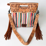 American Darling Clutch Hand Tooled Hair on Genuine Leather W. Women