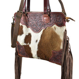 Messenger Hand Tooled Hair-On Genuine Leather women bag western handbag purse