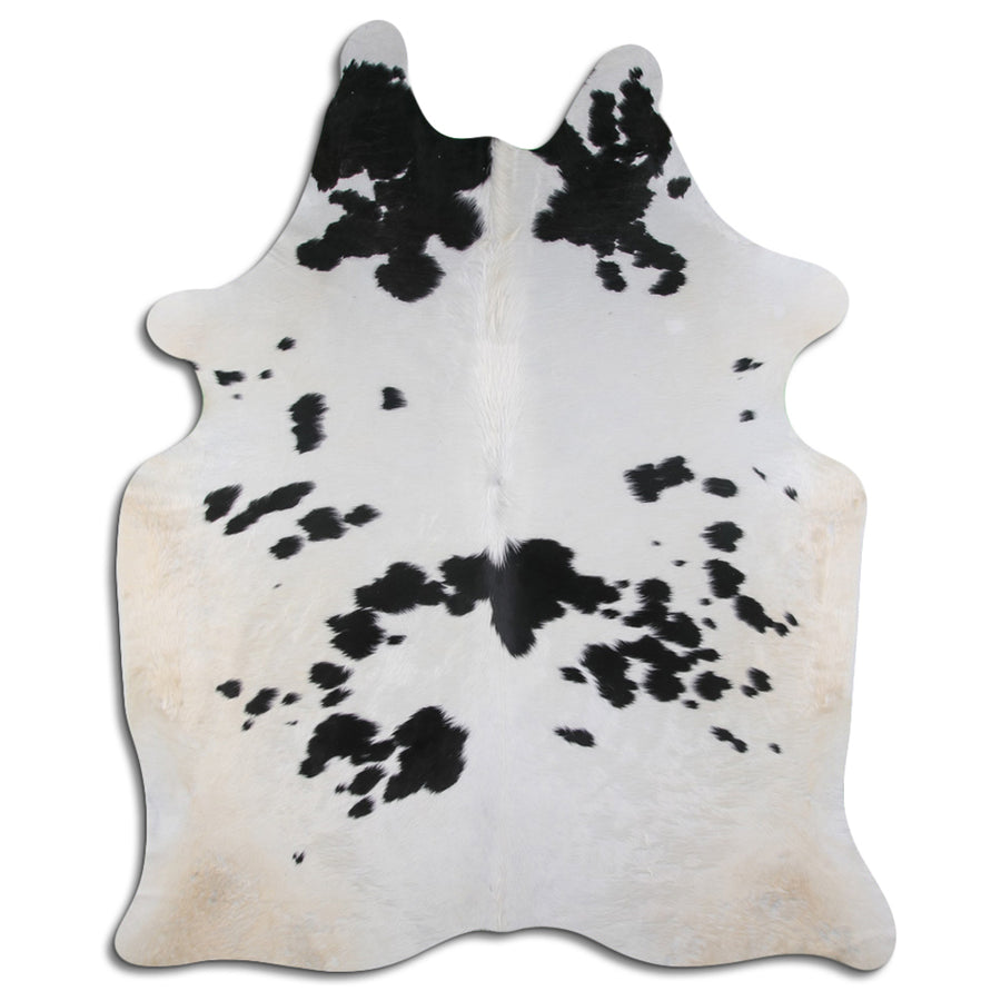 White leather cowhide rug with black spots - Hilason