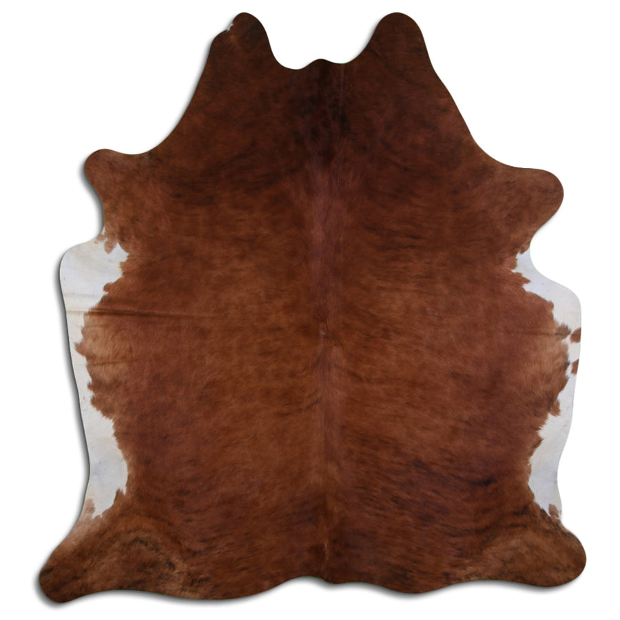 Brown cowhide saddle blanket with white markings - Hilason