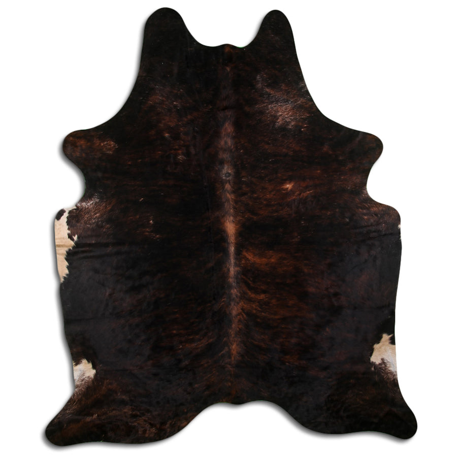 Brown leather cowhide rug with white markings - Uhorse